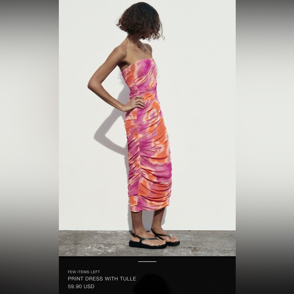 Zara print dress with tulle